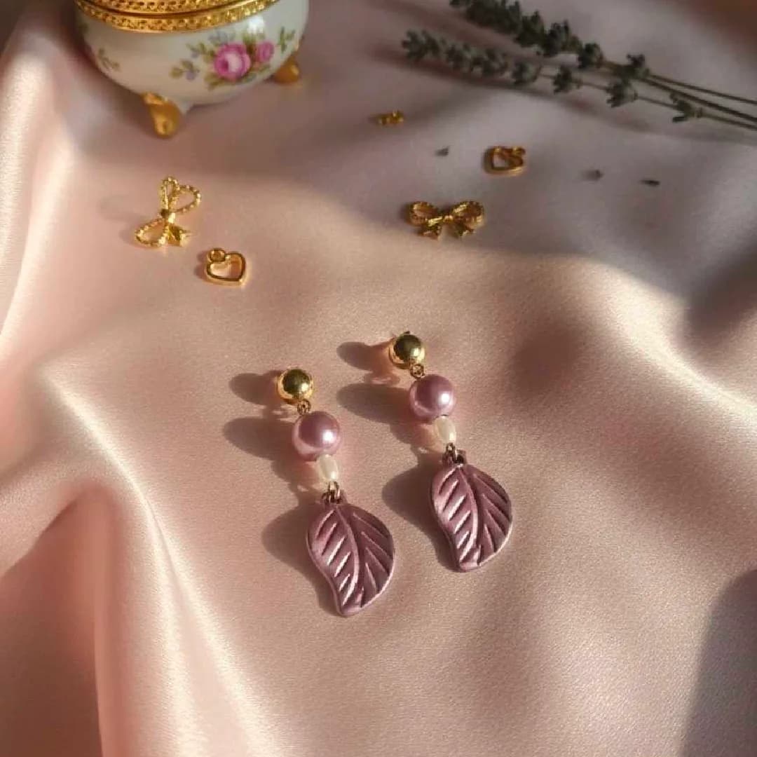 Lavender leaf earrings