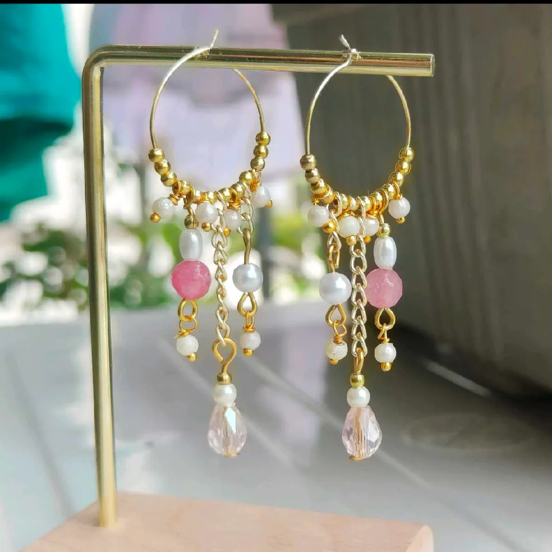 Pink onyx earrings — 3