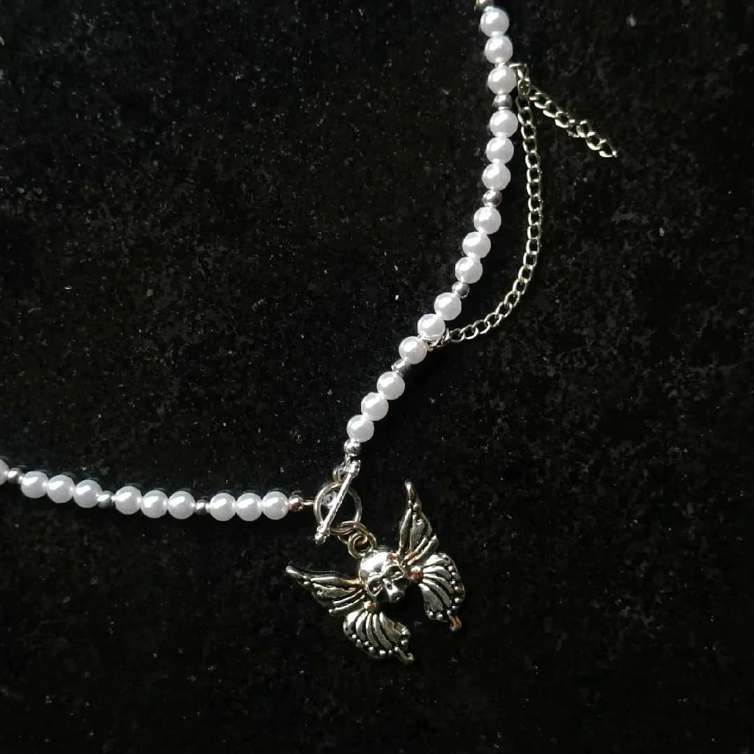 Skull butterfly choker necklace — 1