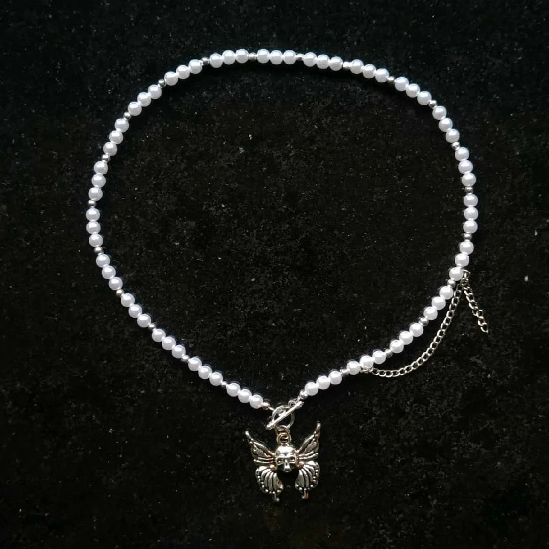 Skull butterfly choker necklace — 2
